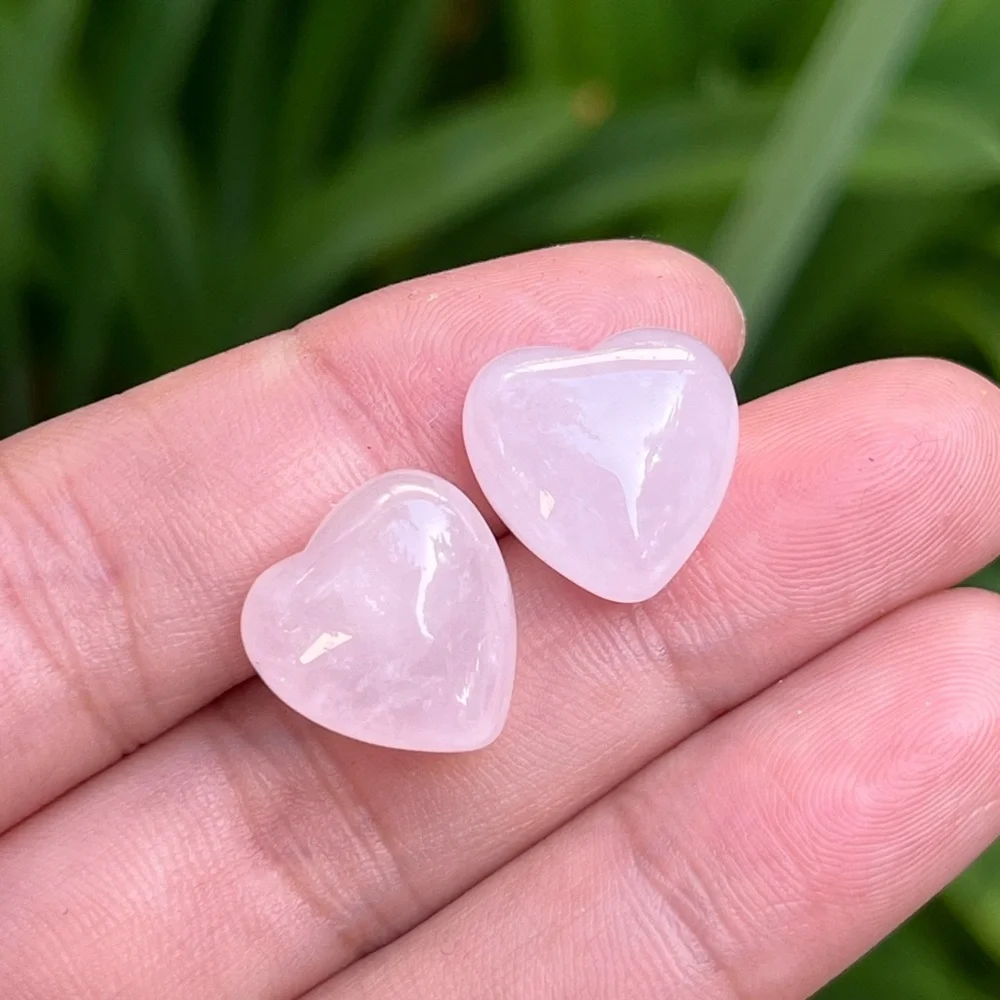 925 silver post‎ Rose quartz heart ear studs